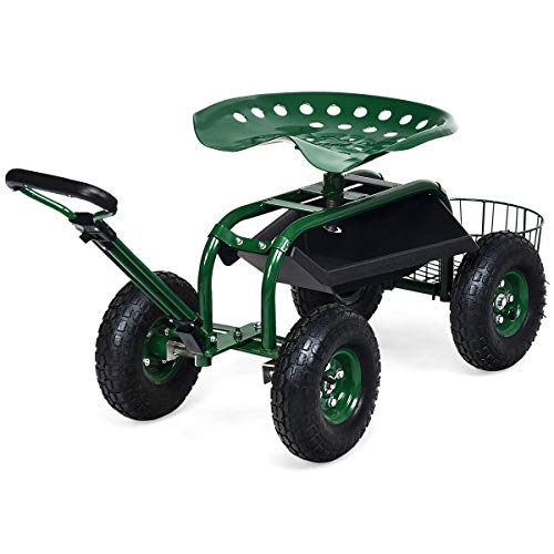 RELAX4LIFE Rollsitz mit Ablage Korb, Gartensitz mit Ausziehbarem Griff 4 Rädern, Gartenrollsitz Fahrbar & 360 ° Drehbar & Höhenverstellbar, Arbeitssitz bis 150kg Belastbar, für Gartenarbeit RELAX4LIFE Rollsitz mit Ablage Korb, Gartensitz mit Ausziehbarem Griff 4 Rädern, Gartenrollsitz Fahrbar & 360 ° Drehbar & Höhenverstellbar, Arbeitssitz bis 150kg Belastbar, für Gartenarbeit von RELAX4LIFE