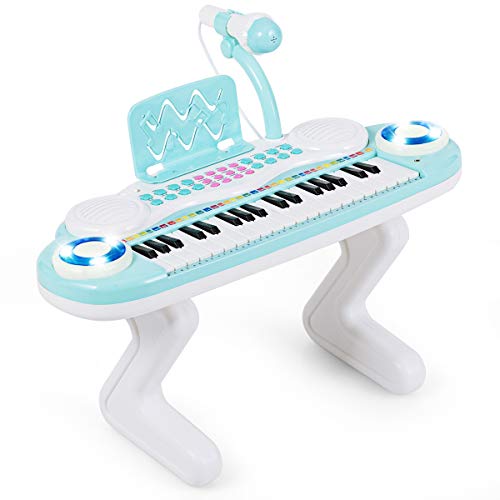 RELAX4LIFE Spielzeugklavier 37 Tasten, Klaviertastatur mit Ständer & Licht, Kinderklavier mit 8 Rythmusmodi & 8 Tönen & 4 Schlagzeugtönen & Mikrofon & Audio-/USB-Kabel, Aufnahme & Abspiel (Blau) RELAX4LIFE Spielzeugklavier 37 Tasten, Klaviertastatur mit Ständer & Licht, Kinderklavier mit 8 Rythmusmodi & 8 Tönen & 4 Schlagzeugtönen & Mikrofon & Audio-/USB-Kabel, Aufnahme & Abspiel (Blau) von RELAX4LIFE