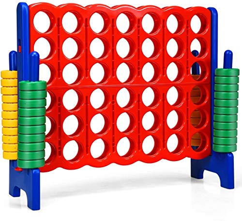 RELAX4LIFE Vier-Gewinnt Spiel, 4 in Line mit 42 Jumbo-Ringen und Schieberegler zum schnellen Neustart, Spiel für Erwachsene und Kinder, Strategiespiel Gesellschaftsspiel für Outdoor (Blau) von RELAX4LIFE