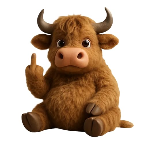 RELAXORIX Mini-Plüschtier „Highland Cow“ – Stofftier im Taschenformat mit frecher Note, witziger Dekoration und Geschenk zum Stressabbau für Erwachsene oder Kuhliebhaber (C) von RELAXORIX