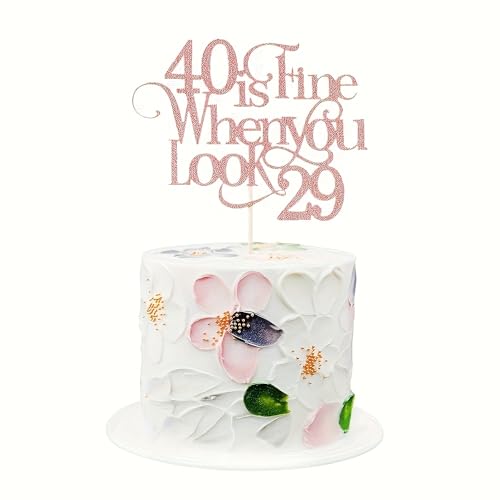 40 is fine when you look 29 Cake Topper - Glitter Funny 40th Birthday Cake Topper - 40 and Fabulous, Happy 40th Birthday Party Decorations, Rose Gold 40 is fine when you look 29 Cake Topper - Glitter Funny 40th Birthday Cake Topper - 40 and Fabulous, Happy 40th Birthday Party Decorations, Rose Gold von REMAX