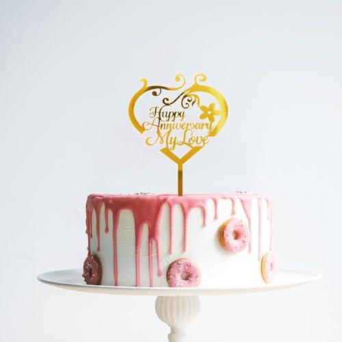 Happy Anniversary My Love Cake Topper, Gold Acryl Herz Design, Hochzeitstag Party Kuchen Dekoration, Hochzeitstag Party Kuchen Schild Dekoration, 15,2 cm Happy Anniversary My Love Cake Topper, Gold Acryl Herz Design, Hochzeitstag Party Kuchen Dekoration, Hochzeitstag Party Kuchen Schild Dekoration, 15,2 cm von REMAX