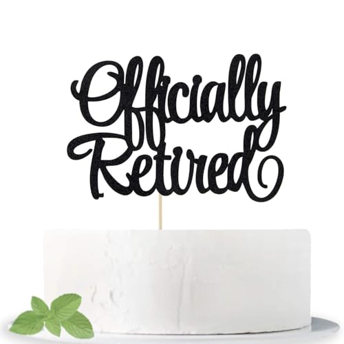Tortenaufsatz mit Aufschrift "The Legend Has Retired", goldfarbener Glitzer, "Happy Retirement", Party-Dekorationen für den Ruhestand, Schwarz von REMAX