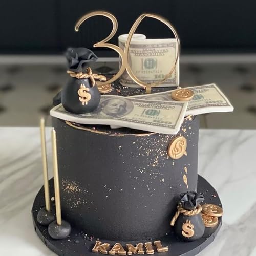 Tortenaufsatz zum 30. Geburtstag, goldfarben, Acryl, Zahl 76.2 cm, Kuchendekoration, Jubiläums-Partyzubehör von REMAX