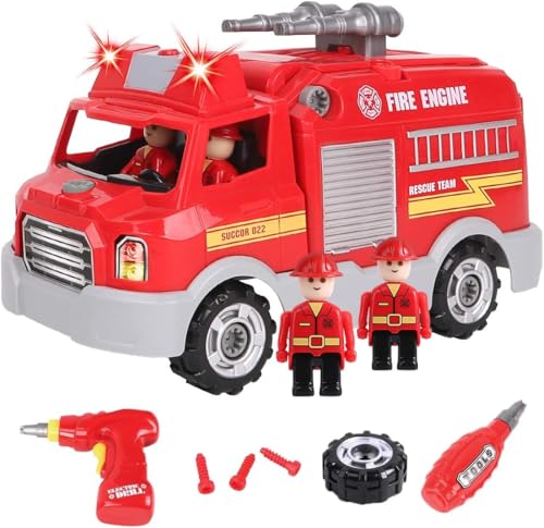 REMOKING Feuerwehrauto Spielzeug mit Ton und Licht, Montage Spielzeugautos mit Werkzeug, Kinder Rollenspiel Auto Spielzeug Set für Kinder ab 3 Jahre REMOKING Feuerwehrauto Spielzeug mit Ton und Licht, Montage Spielzeugautos mit Werkzeug, Kinder Rollenspiel Auto Spielzeug Set für Kinder ab 3 Jahre von REMOKING