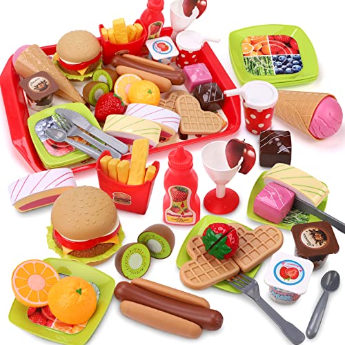 REMOKING Küchenspielzeug für Kinder, Lebensmittel Spielzeug Set, Kinderküche Rollenspiele Lernspielzeug, Spielzeug Geschenk für Jungen und Mädchen ab 3 Jahre von REMOKING