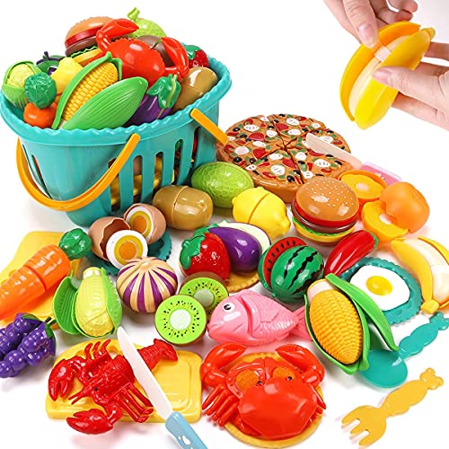 REMOKING Obst Lebensmittel Kinderküche Zubehör Spielzeug, Kinder Rollenspiel Küchenspielzeug, Lernspielzeug Geschenk für Kinder ab 3 Jahre von REMOKING