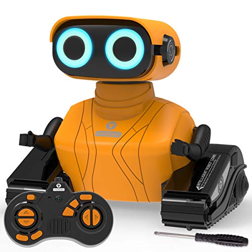REMOKING Roboterspielzeug für Jungen und Kinder, ferngesteuertes Roboterspielzeug mit LED-Augen und flexiblen Armen, Tanz und Geräuschen, Spielzeug für 3, Lernspielzeug, Geburtstagsgeschenk (orange) von REMOKING