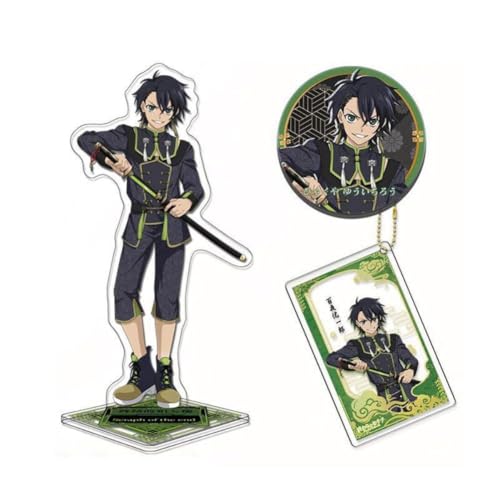 Anime Seraph of the End Schlüsselanhänger und Badges Set, Yuichiro Hyakuya Badge, Mikaela Hyakuya Schlüsselanhänger, Acryl Guren Ichinose (A) von REOZIGN
