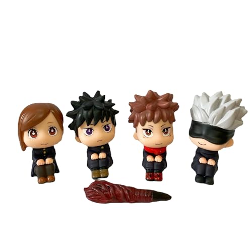 Gojo Satoru Figur, Itadori Yūji, Fushiguro Megumi, Version Q, 4 sitzende Figuren, 9 cm, Spielfigur, Schreibtischmodell, Handwerk, Geschenke Gojo Satoru Figur, Itadori Yūji, Fushiguro Megumi, Version Q, 4 sitzende Figuren, 9 cm, Spielfigur, Schreibtischmodell, Handwerk, Geschenke von REOZIGN