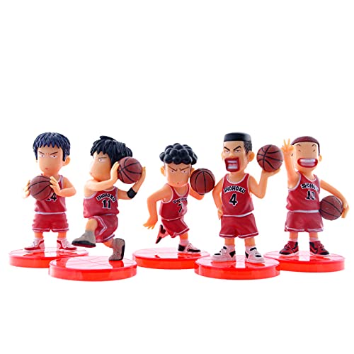 Hanamichi Sakuragi Figur, Rukawa Kaede, Takenori Akagi, Mitsui Hisashi, 5 Stück, Q-Version, 8 cm, handgefertigt, PVC, Geschenk von REOZIGN