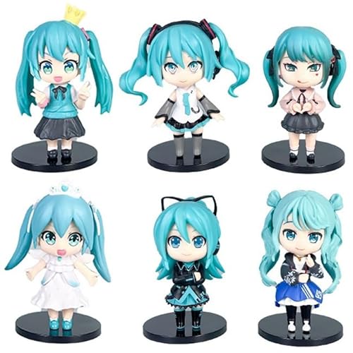 Hatsune Figur, 6 Stück, Q-Version Hatsune Anime Figuren 11 cm / 4,3 Zoll, handgefertigt, Spielspiel, Figur, Statue, Dekoration, Geschenk von REOZIGN