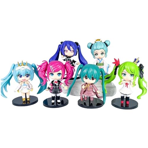 Hatsune Figur, Version Kimono Q, 6-teilig, Figur Hatsune, 11 cm, handgefertigt, PVC, Charaktermodell, Statue, Ornament, Geschenke (b) von REOZIGN