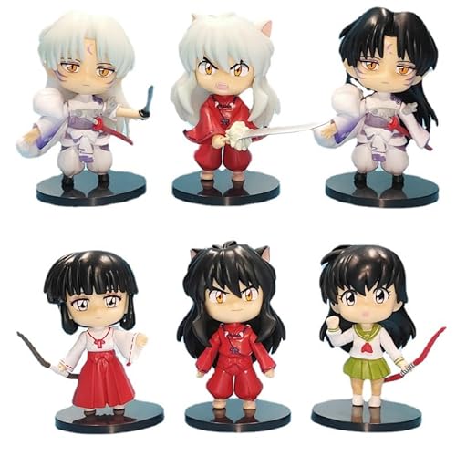Kagome, Sesshoumaru Figur, 6 Stück, Q Version Figur, 10 cm, Anime-Figur, Statuenmodell für Büro von REOZIGN