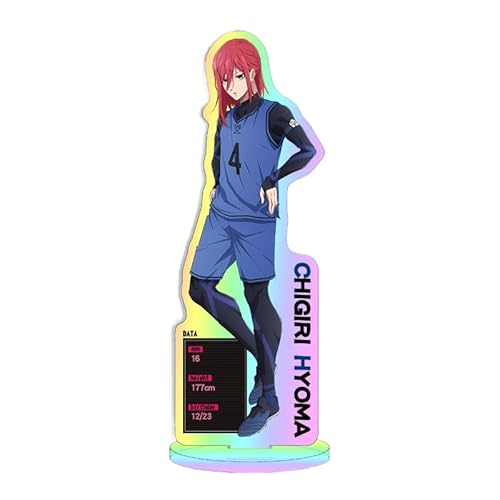 Kreative Desktop-Statue aus Acryl mit blauem Lasermuster und Vorhängeschloss, Dekoration, große Größe, Anime Yoichi Isagi, 16 cm/6,3 Zoll (4) von REOZIGN