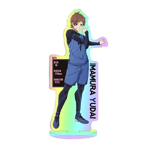 Kreative Desktop-Statue aus Acryl mit blauem Lasermuster und Vorhängeschloss, große Dekoration, Anime Yoichi Isagi, 16 cm/6,3 Zoll (10) von REOZIGN
