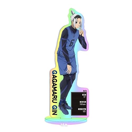 Kreative Desktop-Statue aus Acryl mit blauem Lasermuster und Vorhängeschloss, große Dekoration, Anime Yoichi Isagi, 16 cm/6,3 Zoll (11) von REOZIGN