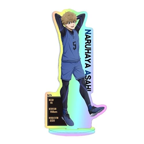 Kreative Desktop-Statue aus Acryl mit blauem Lasermuster und Vorhängeschloss, große Dekoration, Anime Yoichi Isagi, 16 cm/6,3 Zoll (12) von REOZIGN