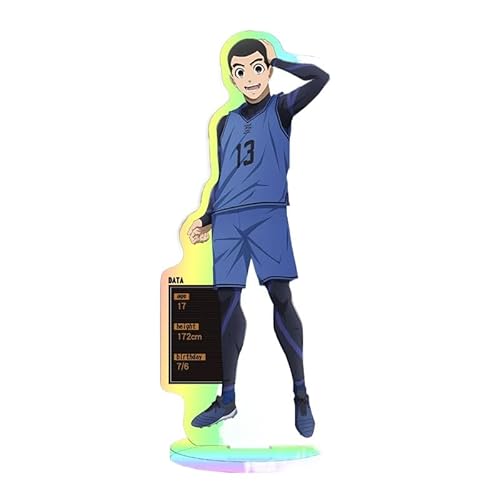 Kreative Desktop-Statue aus Acryl mit blauem Lasermuster und Vorhängeschloss, große Dekoration, Anime Yoichi Isagi, 16 cm/6,3 Zoll (13) von REOZIGN
