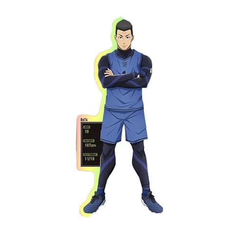 Kreative Desktop-Statue aus Acryl mit blauem Lasermuster und Vorhängeschloss, große Dekoration, Anime Yoichi Isagi, 16 cm/6,3 Zoll (14) von REOZIGN