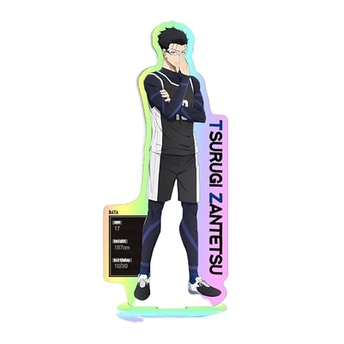 Kreative Desktop-Statue aus Acryl mit blauem Lasermuster und Vorhängeschloss, große Dekoration, Anime Yoichi Isagi, 16 cm/6,3 Zoll (15) von REOZIGN