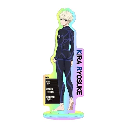 Kreative Desktop-Statue aus Acryl mit blauem Lasermuster und Vorhängeschloss, große Dekoration, Anime Yoichi Isagi, 16 cm/6,3 Zoll (17) von REOZIGN