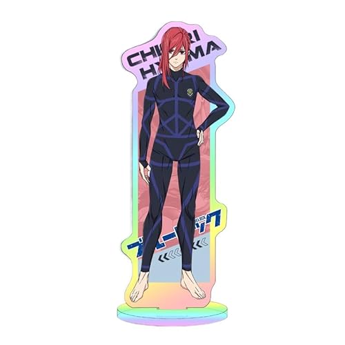 Kreative Desktop-Statue aus Acryl mit blauem Lasermuster und Vorhängeschloss, große Dekoration, Anime Yoichi Isagi, 16 cm/6,3 Zoll (20) von REOZIGN