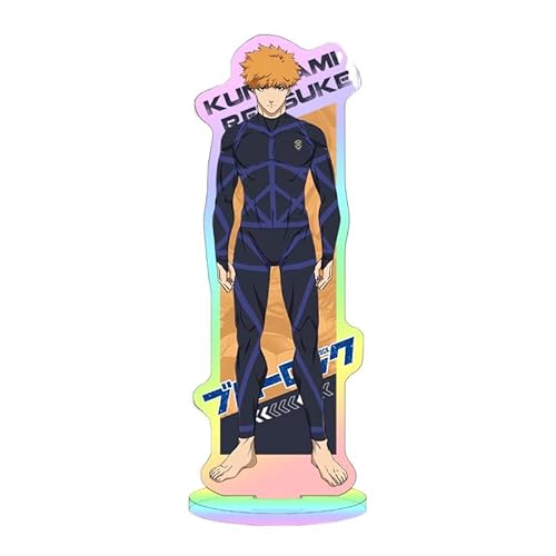 Kreative Desktop-Statue aus Acryl mit blauem Lasermuster und Vorhängeschloss, große Dekoration, Anime Yoichi Isagi, 16 cm/6,3 Zoll (21) von REOZIGN
