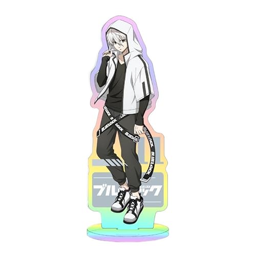 Kreative Desktop-Statue aus Acryl mit blauem Lasermuster und Vorhängeschloss, große Dekoration, Anime Yoichi Isagi, 16 cm/6,3 Zoll (25) von REOZIGN