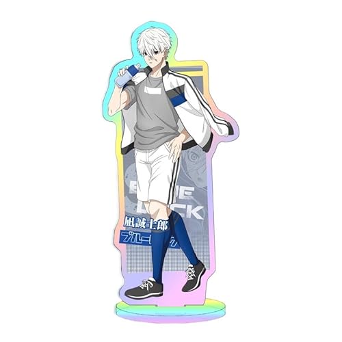 Kreative Desktop-Statue aus Acryl mit blauem Lasermuster und Vorhängeschloss, große Dekoration, Anime Yoichi Isagi, 16 cm/6,3 Zoll (30) von REOZIGN