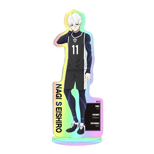 Kreative Desktop-Statue aus Acryl mit blauem Lasermuster und Vorhängeschloss, große Dekoration, Anime Yoichi Isagi, 16 cm/6,3 Zoll (5) von REOZIGN