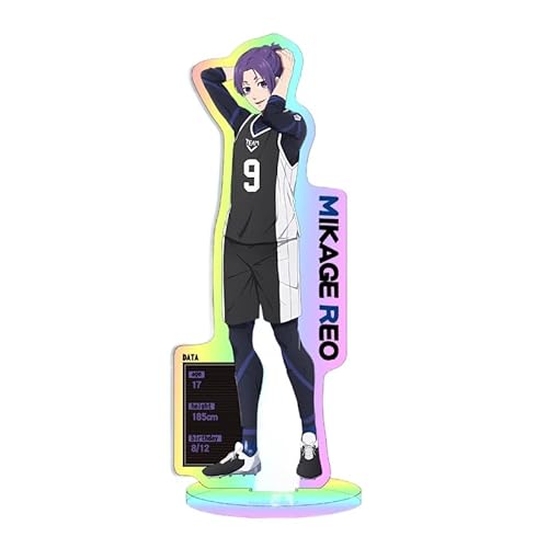 Kreative Desktop-Statue aus Acryl mit blauem Lasermuster und Vorhängeschloss, große Dekoration, Anime Yoichi Isagi, 16 cm (6) von REOZIGN
