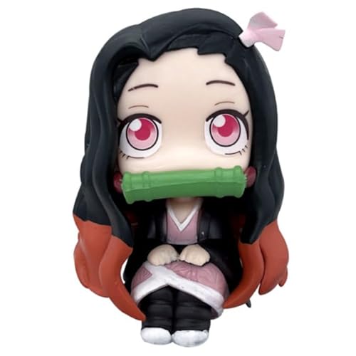 Nezuko Figur, Tanjiro Kamado, Version Q, sitzend, nach oben schauend, 9 cm, handgefertigtes Modell, Spieldekoration, Geschenke (a) von REOZIGN