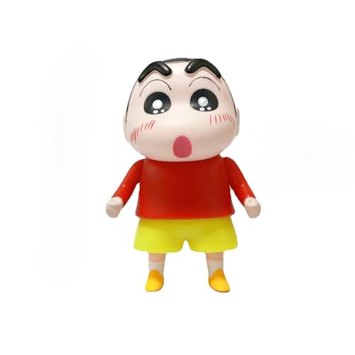 Nohara-Figur, Q-Version, niedliche Shinnosuke Nohara Figur, stehend, 14 cm, PVC, handgefertigte Torte, Souvenir, Modell, Geschenke (Rot) von REOZIGN