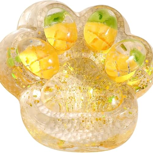 Poludatly Cat Paw Squeeze Spielzeug, Gummi -Katze -Katze Paw Ten Squishy, Katzenpfoten Purch Zapper -Spielzeug, Weiches Stressabbau Modell Dekoration Handwerks Geschenk (Gelb) von REOZIGN