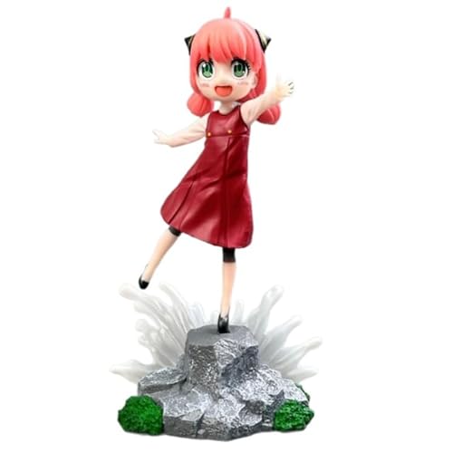 REOZIGN Anya Figur, Q-Version, rotes Leder, Anya Forger-Figur, 16 cm, handgefertigt, aus PVC, Cartoon-Charakter, Dekoration, Geschenk zum Basteln von REOZIGN