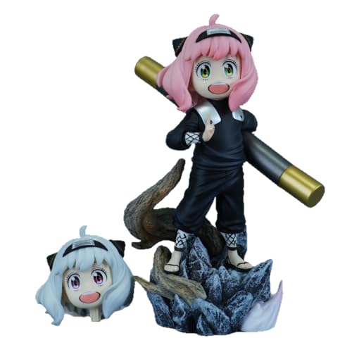 REOZIGN Anya Figur Anya Forger Golden Cudgel Ersatzgesicht, 19 cm, Figuren aus PVC, Cosplay, Souvenirs für Anime-Fans, Geschenke von REOZIGN