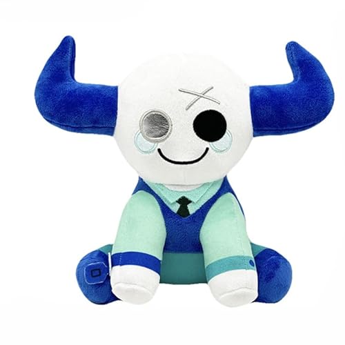REOZIGN Cattle Plush, Phighting Broken Two-Horned Cattle Shorts Plüschpuppen 26 cm PPcotton handgefertigt Anime Character Statue Model Decoration Gifts (a) von REOZIGN