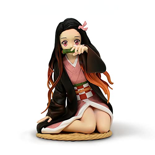 REOZIGN Demon Slayer Nezuko Kamado Figur, 12 cm Süße Nezuko Kamado Knienende Statue Spielzeug Cartoon PVC Figur Modell Sammlerstück Spielzeug für Anime-Fans von REOZIGN