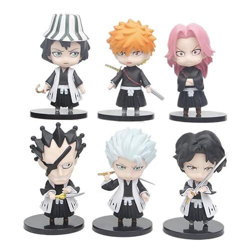 REOZIGN Figur Hitsugaya Toushirou, Kuchiki Rukia, Kurosaki Ichigo, 6 stehende Figuren, Version Q 10 cm PVC Figuren zum Sammeln, handgefertigte Geschenke von REOZIGN