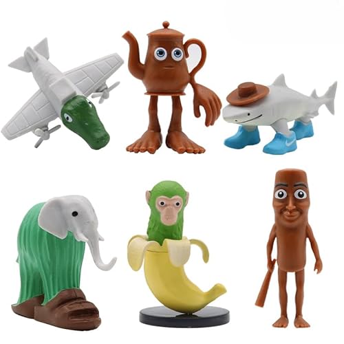 REOZIGN Figur Mann, Stab, Hai mit Schuhen, 6 Action-Figuren, stehend, Berge und Meer, 9 cm, Modell zum Sammeln, Geschenk REOZIGN Figur Mann, Stab, Hai mit Schuhen, 6 Action-Figuren, stehend, Berge und Meer, 9 cm, Modell zum Sammeln, Geschenk von REOZIGN