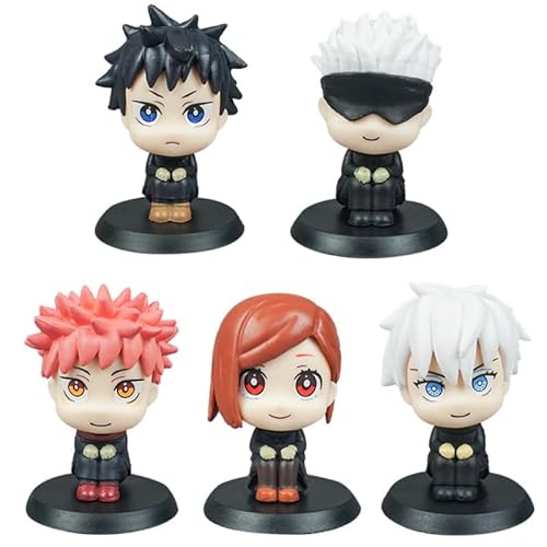 REOZIGN Gojo Satoru, Yuji Itadori, Fushiguro Megumi, Kugisaki Nobara Figur, 5 Stück, sitzende Anime-Figuren, 7 cm, PVC, Modell Handicrafts Geschenk von REOZIGN