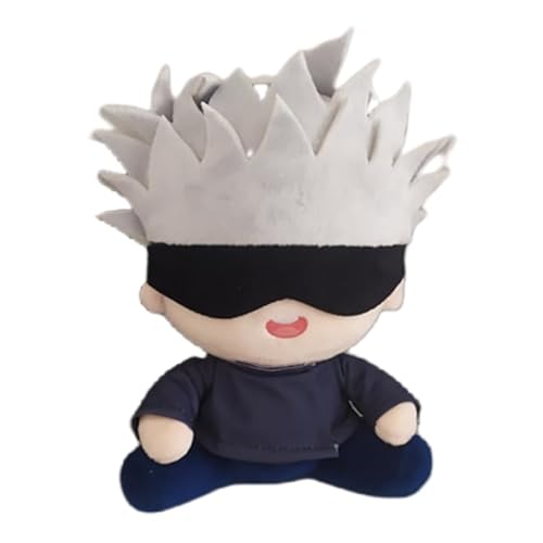 REOZIGN Gojo Satoru Plüschtier, Q-Version, sitzend, 18 cm, aus PP-Baumwolle, handgefertigt, Manga-Modell, Statue, Sammlerstück, Geschenk zum Basteln (a) von REOZIGN
