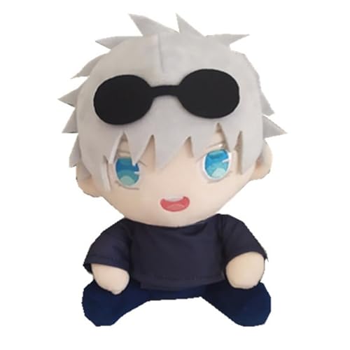 REOZIGN Gojo Satoru Plüschtier, Q-Version, sitzend, 18 cm, aus PP-Baumwolle, handgefertigt, Manga-Modell, Statue, Sammlerstück, Geschenk zum Basteln (b) von REOZIGN