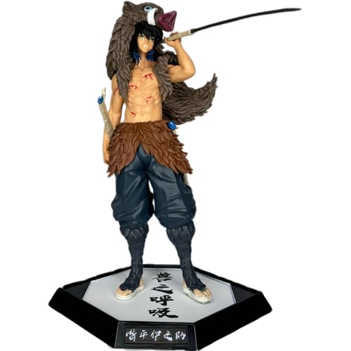 REOZIGN Inosuke Figur, Stehender Kopf, Pig Hashibira Inosuke Action Figuren, 28 cm, PVC, Charaktermodell, Statue, Dekoration, Geschenke von REOZIGN