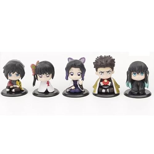 REOZIGN Kamado Tanjirō, Kamado Nezuko, Demon Slayer, 5 bewegliche Figuren, Version Q Sitzend, 4 cm, Bürodekoration, Geschenke (B) von REOZIGN