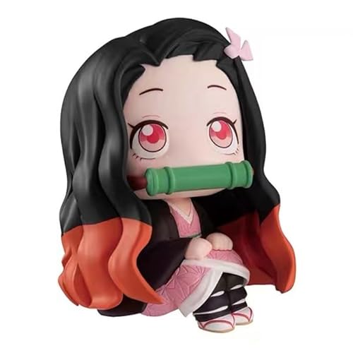 REOZIGN Kamado Tanjirou Figur, Kamado Nezuko, Version Q, sitzende Figur, 10 cm, handgefertigtes PVC-Modell, zum Sammeln, Kunsthandwerksgeschenk (b) von REOZIGN