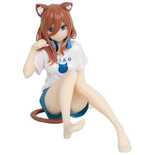 REOZIGN Miku Nakano, Nino Nakano Figur, sitzender Pyjama, Q Version Anime, Figuren, 10 cm, PVC, Charaktermodell, Dekoration, Geschenke (a) von REOZIGN