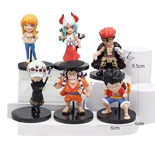REOZIGN One Piece Figuren, Luffy Zoro Sanji Figure Q Version Statue 10cm/3,9 Zoll Mini Cartoon Figuren, Puppenspielzeug, Anime Collection Dekoration (6 Pieces of B) von REOZIGN
