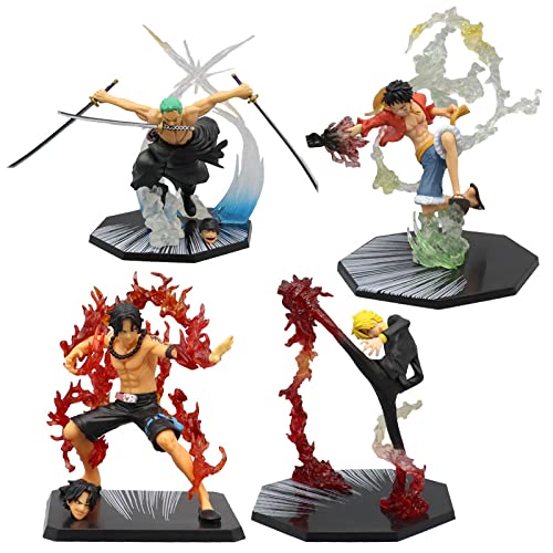 REOZIGN One Piece Ruffy Sanji Zoro Ace Anime Figur, 16 cm Battle Flame Figure Decoration Ornaments Collectibles Toy Animations Character Model (Sanji) von REOZIGN